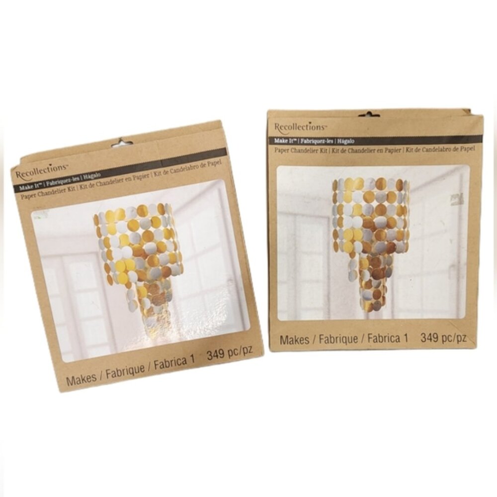 Recollections Gold Geometric Art Cardboard Chandeliers Party Or Other 2x - Picture 2 of 5